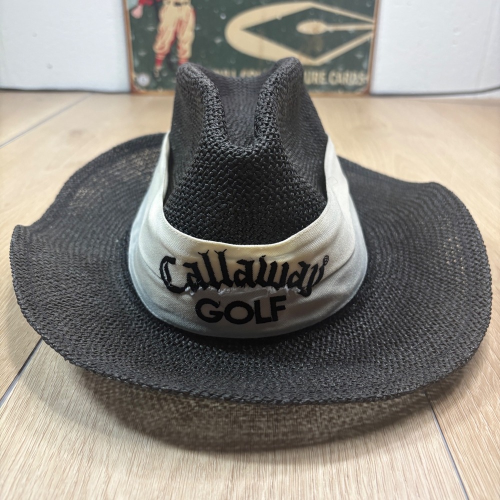 Callaway Golf Straw Fedora Hat Black Woven Texace Unihat Made in USA Mens